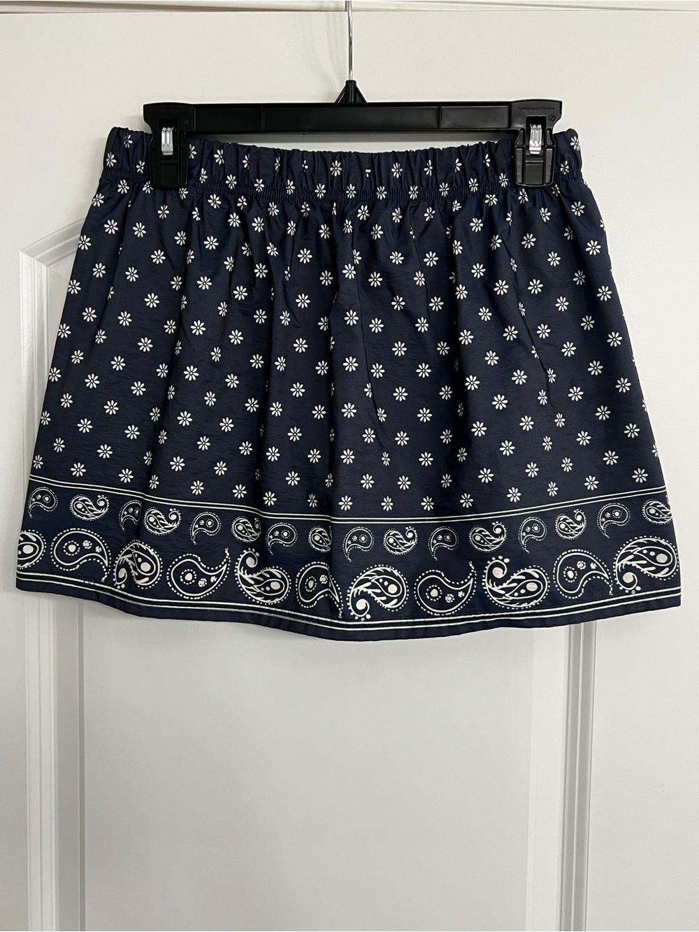 Navy Floral Bandana-Print Elastic Waist Skort